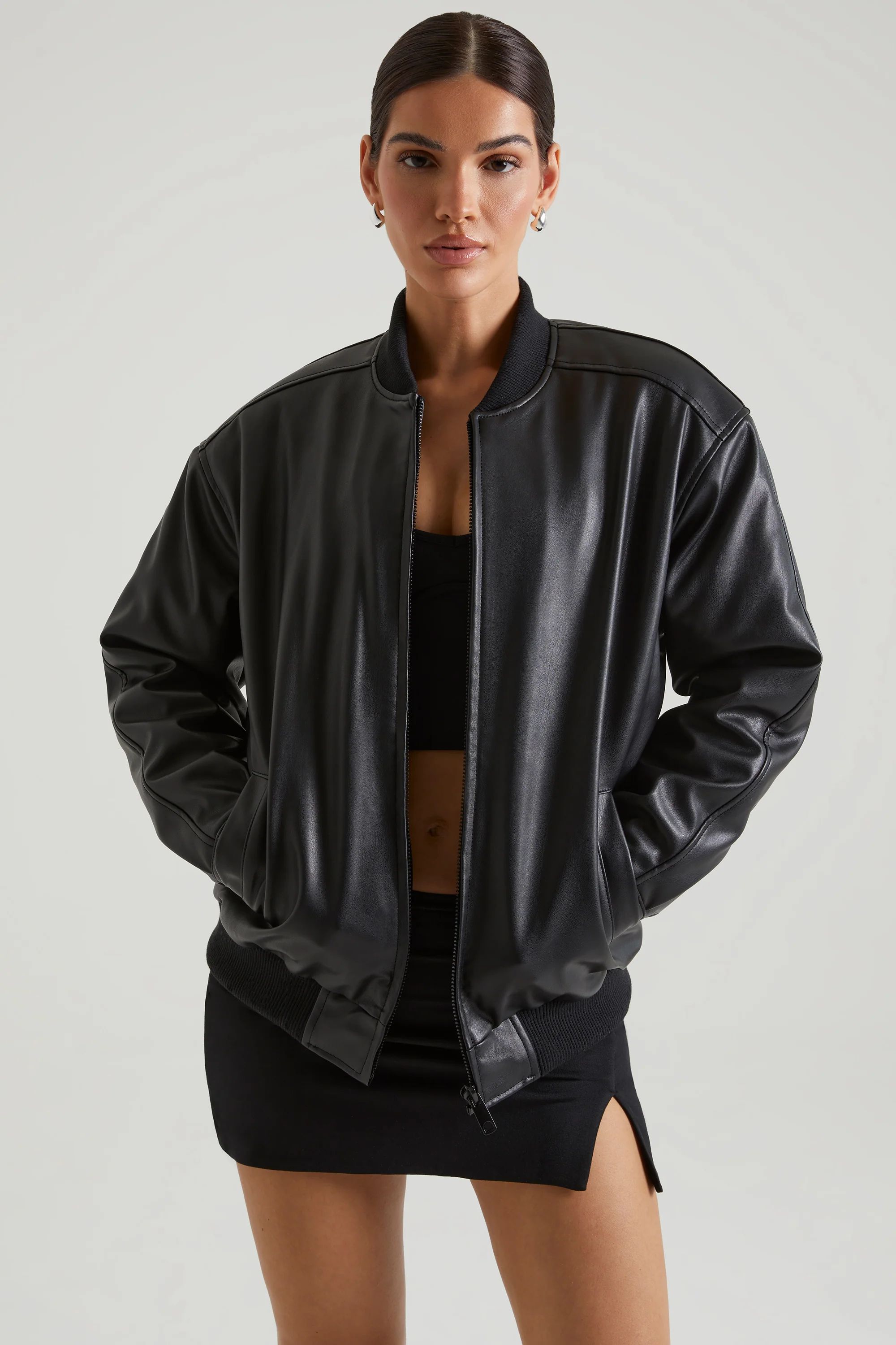 Faux Leather Jacket in Black | Oh Polly