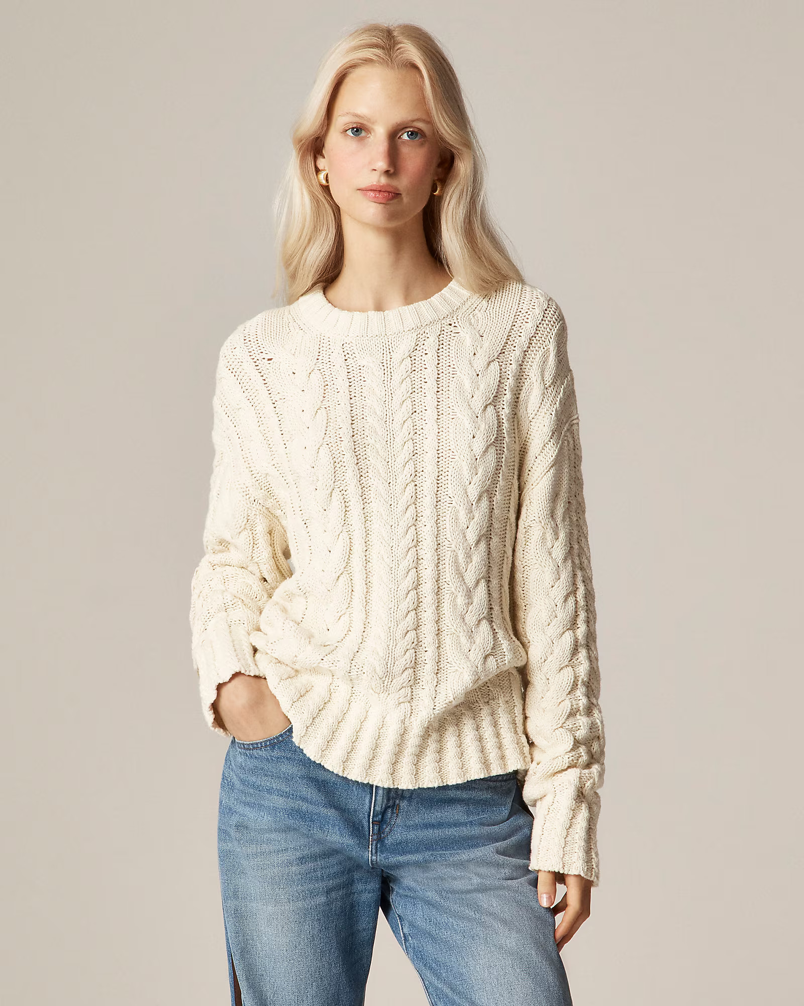 Cable-knit crewneck sweater | J. Crew US