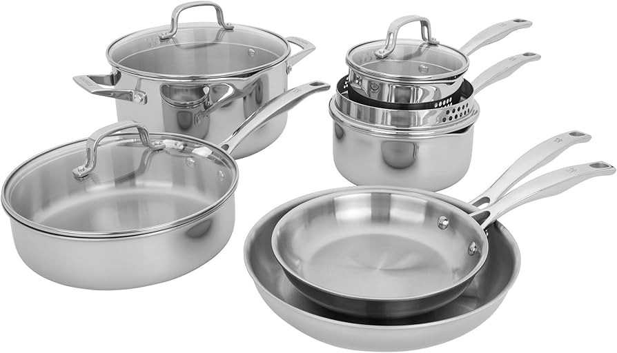 HENCKELS Clad H3 10-pc Induction Pot and Pan Set, Stainless Steel, Durable and Easy to clean | Amazon (US)