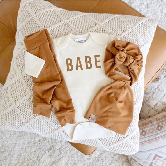 Neutral Baby Outfit  Caramel Baby Outfit  Babe  Newborn | Etsy | Etsy (US)