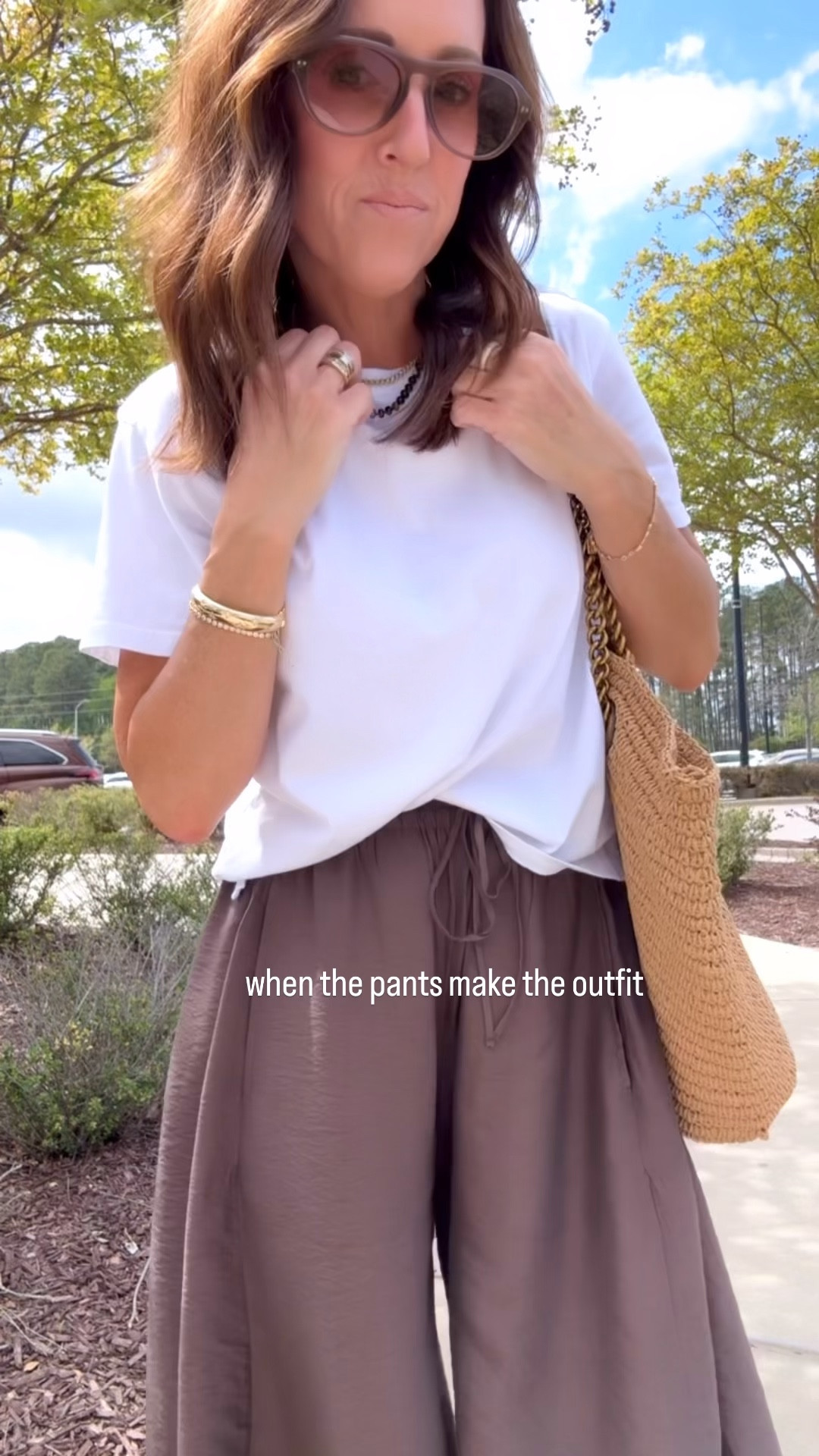 When the pants make the outfit. Outfit idea. Lace hem pants. Outfit of the day. 
Pants XS. Tee S. 

#LTKootd #LTKOver40 #LTKSeasonal