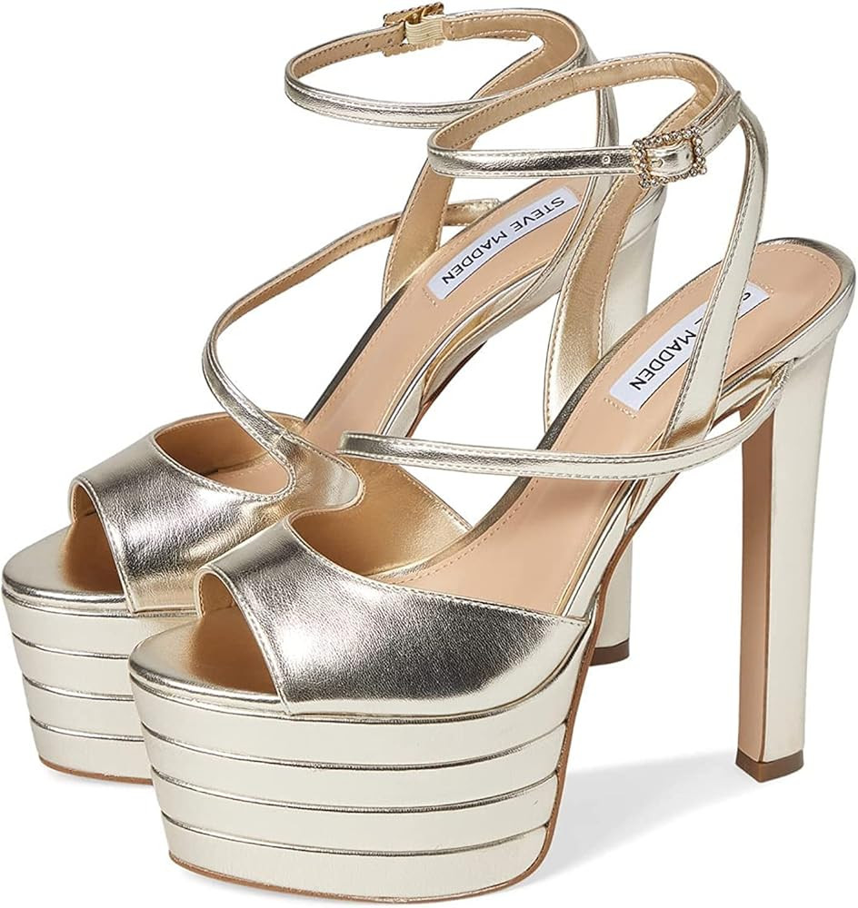 Steve Madden Larssa Black Stiletto Heel Ankle Strap Peep Toe Heeled Sandals | Amazon (US)