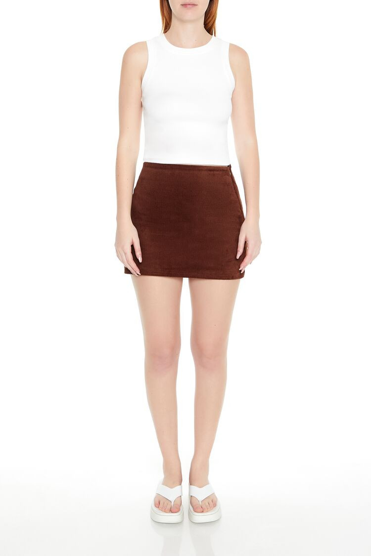 Women's Corduroy Mini Skirt in Brown Medium | Forever 21