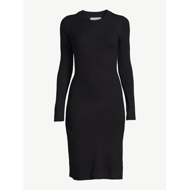 Free Assembly Women's Mixed Rib Sweater Midi Dress with Long Sleeves - Walmart.com | Walmart (US)