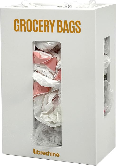 Extra Large White Bamboo Grocery Bag Holder for Plastic Bags, Under Sink Cabinet or Wall Mounted ... | Amazon (US)