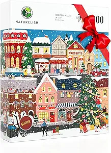 Christmas Street Jigsaw Puzzles for Adults 1000 Pieces with Glitter, Brain Challenging Puzzle for... | Amazon (US)