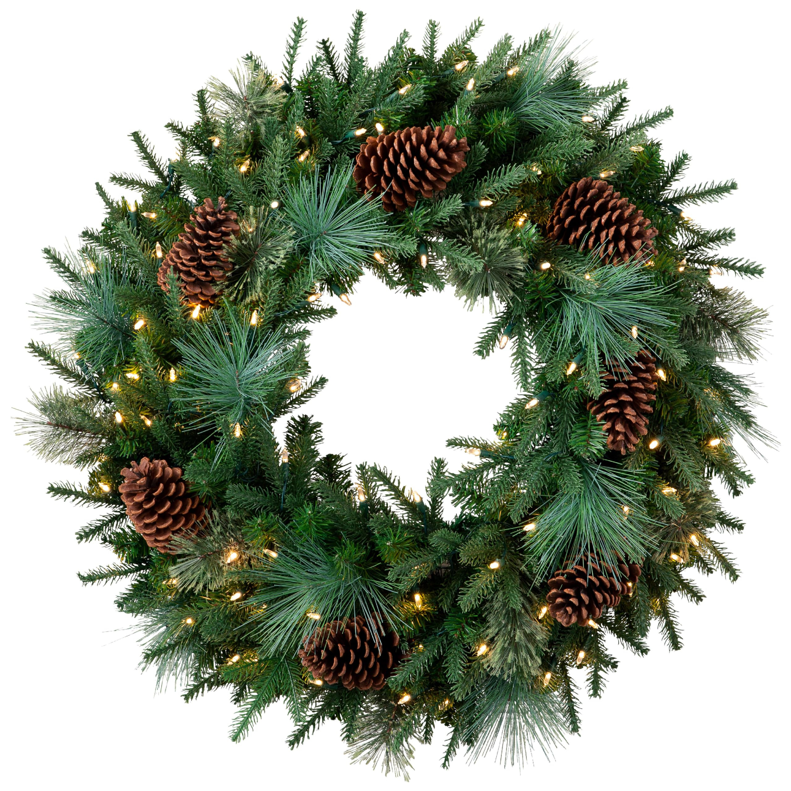 Balsam Hill Mixed Evergreen Christmas Wreath - 30" Traditional Front Door Wreath with Battery-Ope... | Amazon (US)