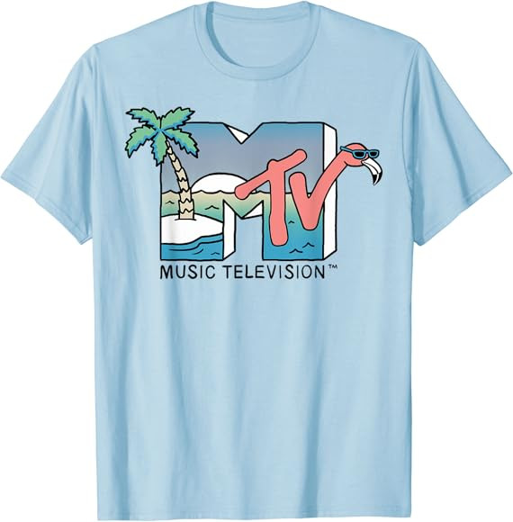 MTV Beach Island Flamingo Logo Vintage Graphic T-Shirt | Amazon (US)