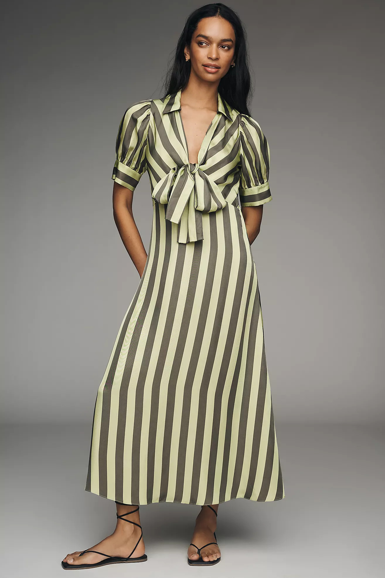 Hunter Bell Iris Short-Sleeve Tie-Front Midi Dress | Anthropologie (US)