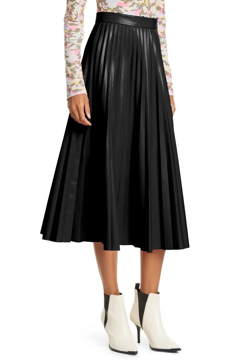 Pleated Faux Leather Midi Skirt | Nordstrom