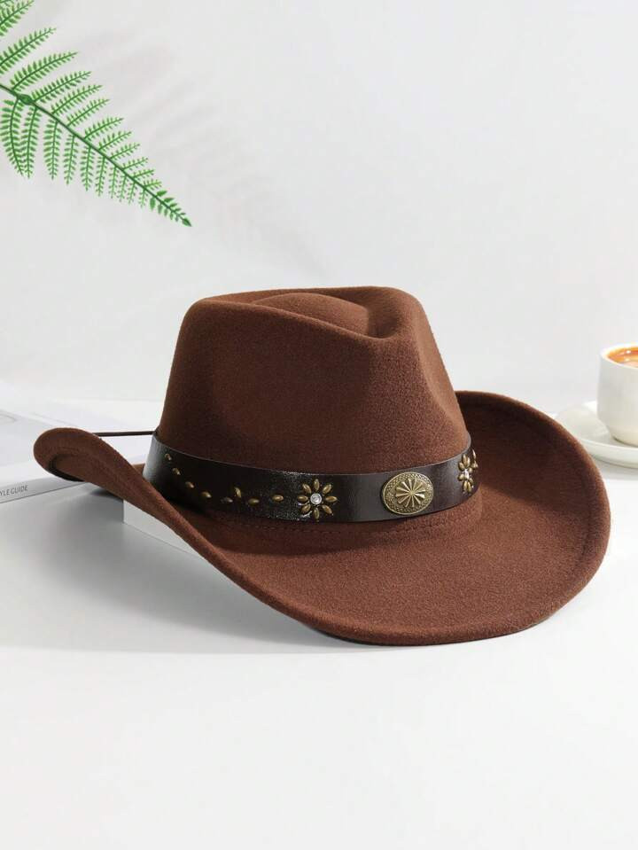 1pc Women Belt Decor Cowboy Fedora Hat For Party | SHEIN