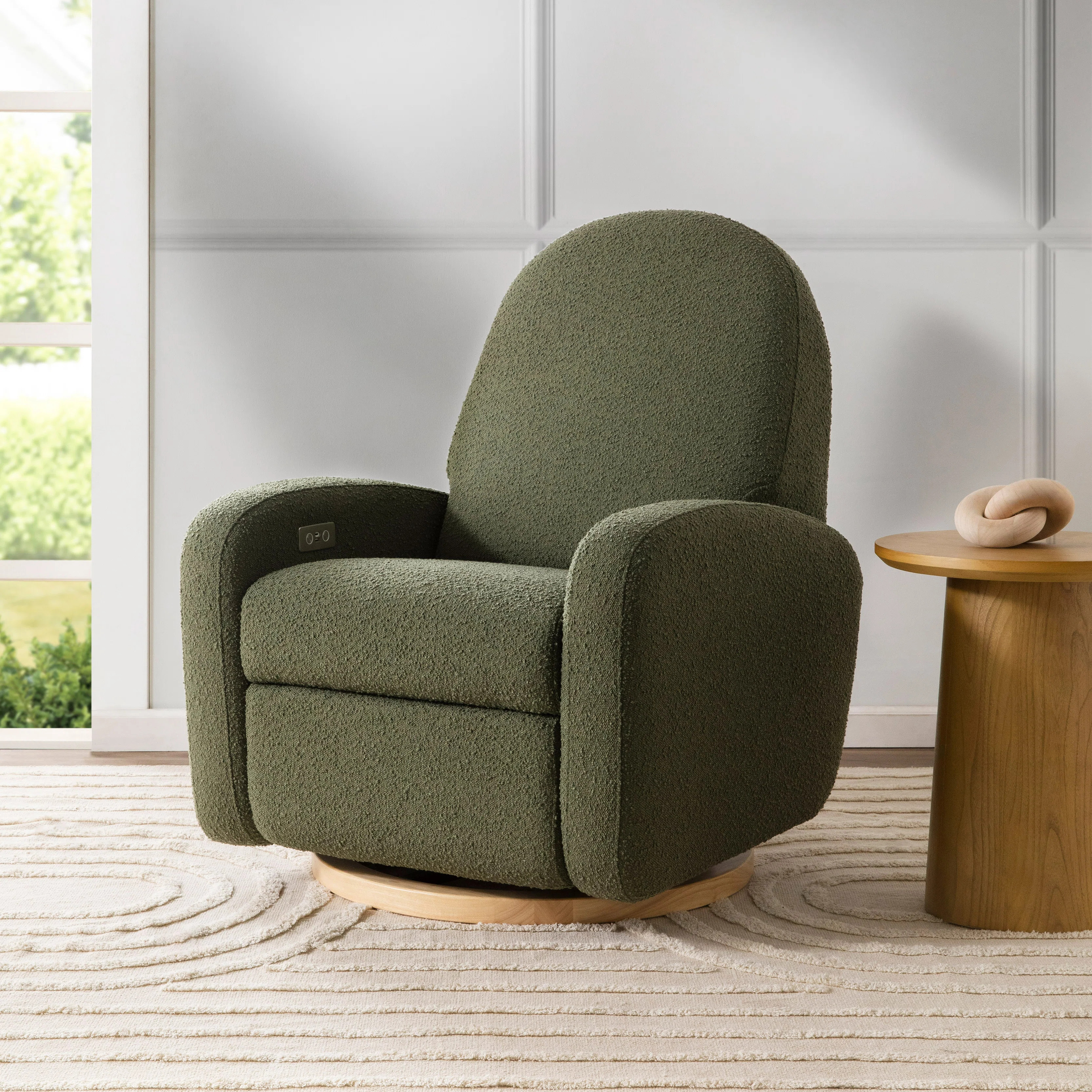 Nami Electronic Recliner and Swivel Glider Recliner in Shearling with USB port | Wayfair North America