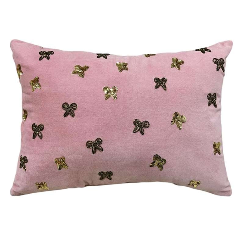 Pink Beaded Bows Throw Pillow, 14x20 | At Home