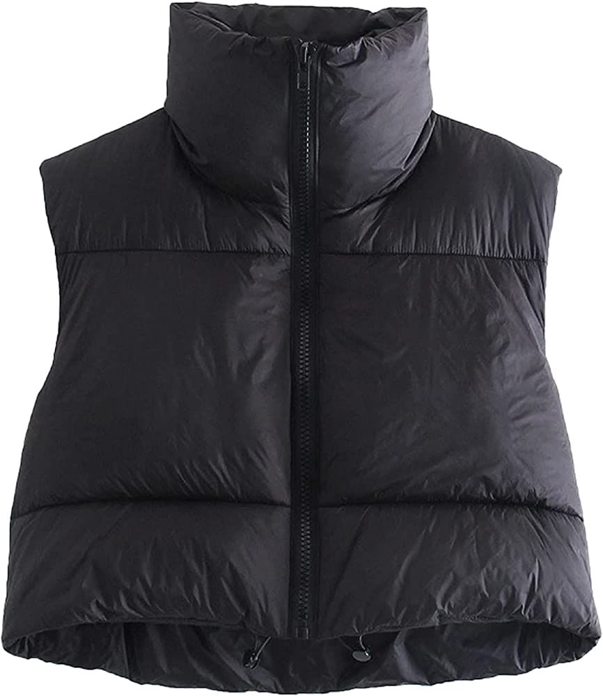Gihuo Womens Quilted Cropped Puffer Vest Gilet Warm Padded Full Zip Lightweight Puffy Vest Short ... | Amazon (US)