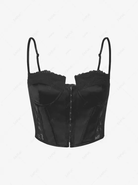 Silky Scalloped Lace Panel Bustier Corset-style Cami Top | ZAFUL (Global)