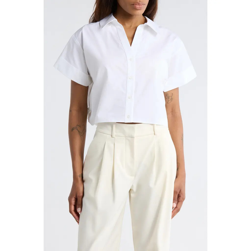TWP Forever & Always Crop Button-Up Shirt in White at Nordstrom Rack, Size Small | Nordstrom Rack