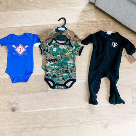 Baby boy outfits / baby clothes / Texas rangers baseball onesie / us marines baby outfits / Texas Aggies baby sleeper 

#LTKfamily #LTKunder50 #LTKbaby