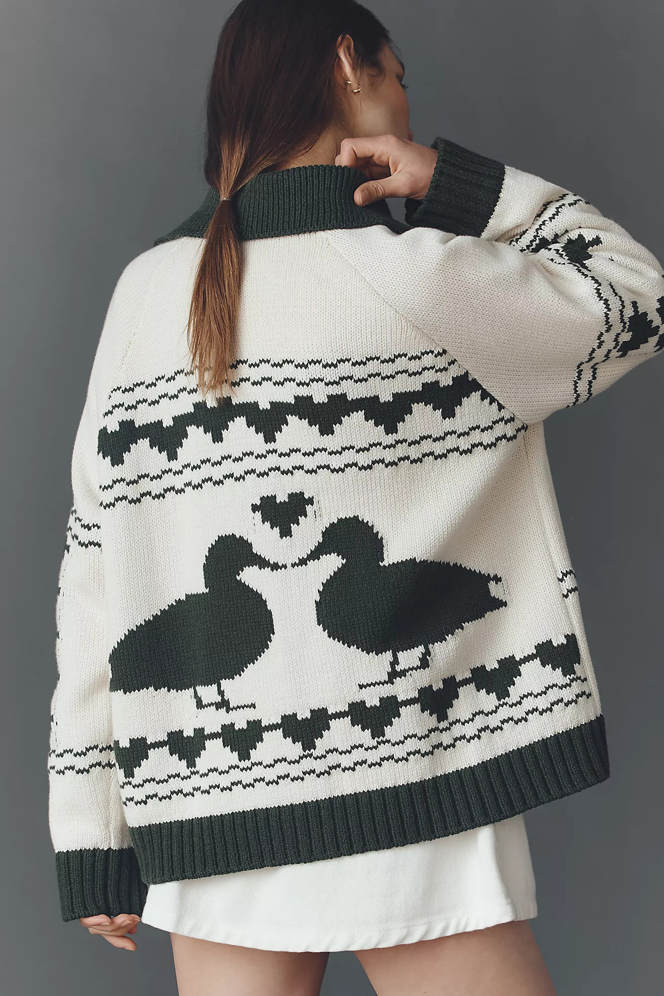Bel Kazan Knitted Duck Icon Cardigan Sweater | Anthropologie (US)