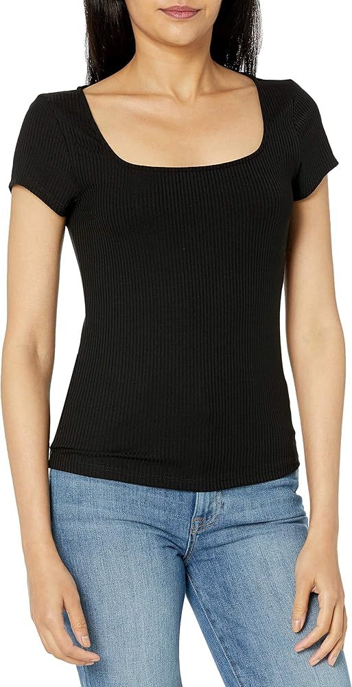 The Drop Women's Anne Cap Sleeve Square Neck Fitted Rib Knit Top | Amazon (US)