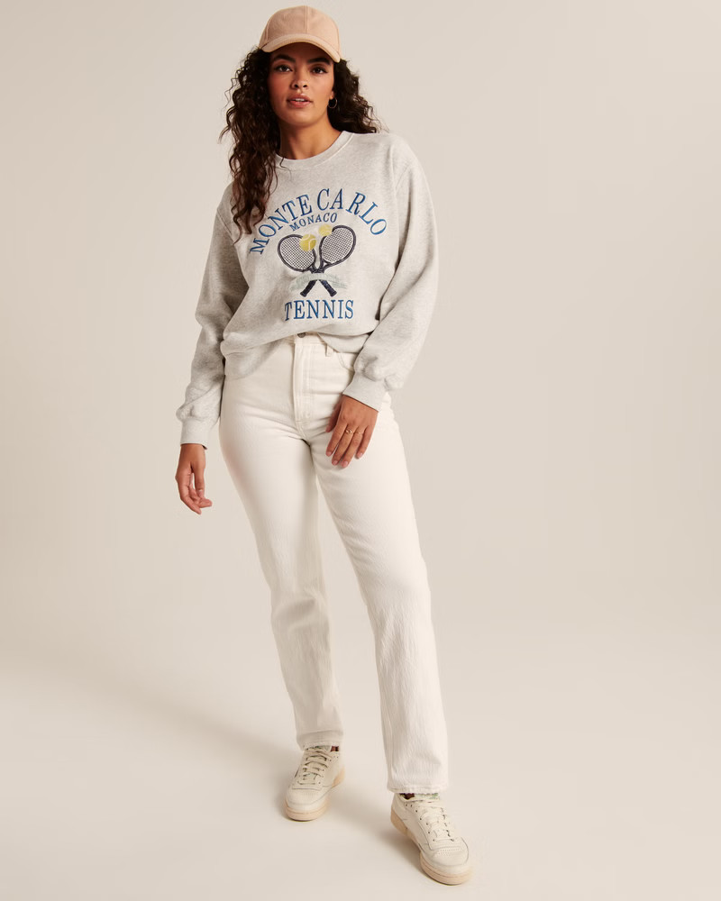 Boyfriend Crew Tennis Graphic Sweatshirt | Abercrombie & Fitch (US)