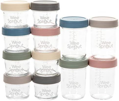 WeeSprout Glass Baby Food Storage Jars - 12 Set | 4 oz & 8 oz Baby Food Jars with Lids | Freezer ... | Amazon (US)