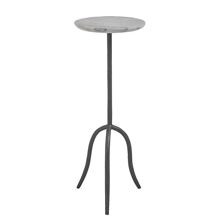 Vesper Martini Table with Carrera Marble Top & Hammered Iron Base | Ballard Designs, Inc.