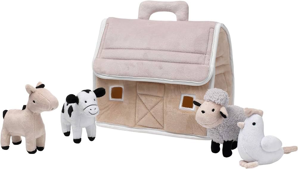 Lambs & Ivy Baby Farm Plush Barn with 4 Stuffed Animals Toy - Taupe/Gray/White | Amazon (US)