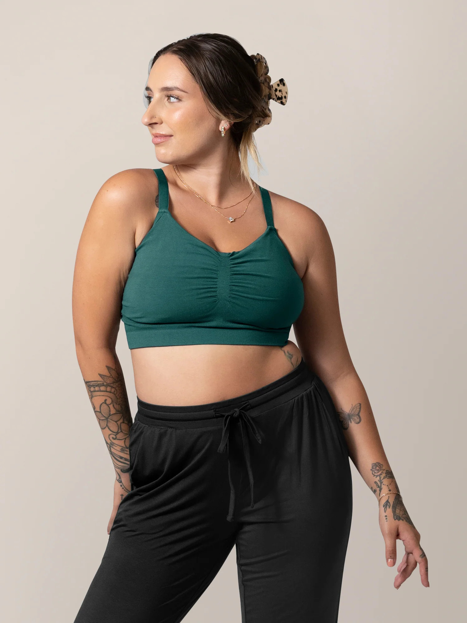 Sublime® Bamboo Hands-Free Pumping Lounge & Sleep Bra | Evergreen - Kindred Bravely | Kindred Bravely