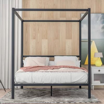 Bevard Queen Canopy Bed Latitude RunÂ® Color: Black | Wayfair North America