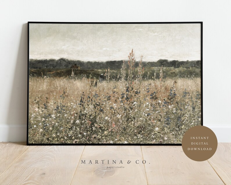 Wildflower Field | Vintage Painting | Digital PRINTABLE Wall Art | Etsy (US)