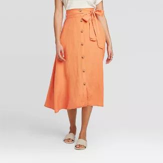 Women's High-Rise Button-Front Linen Skirt - A New Day™ | Target