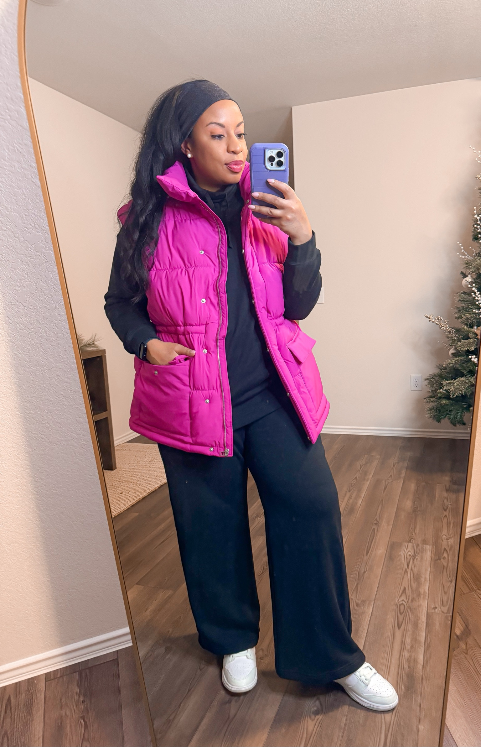 Sportswear Club Fleece Oversized Mock Turtleneck Sweatshirt,  Club Fleece Wide leg Pants, Nike Dunk Low, Training Socks, Puffer vest, Knotted Headwrap
 #nike #target