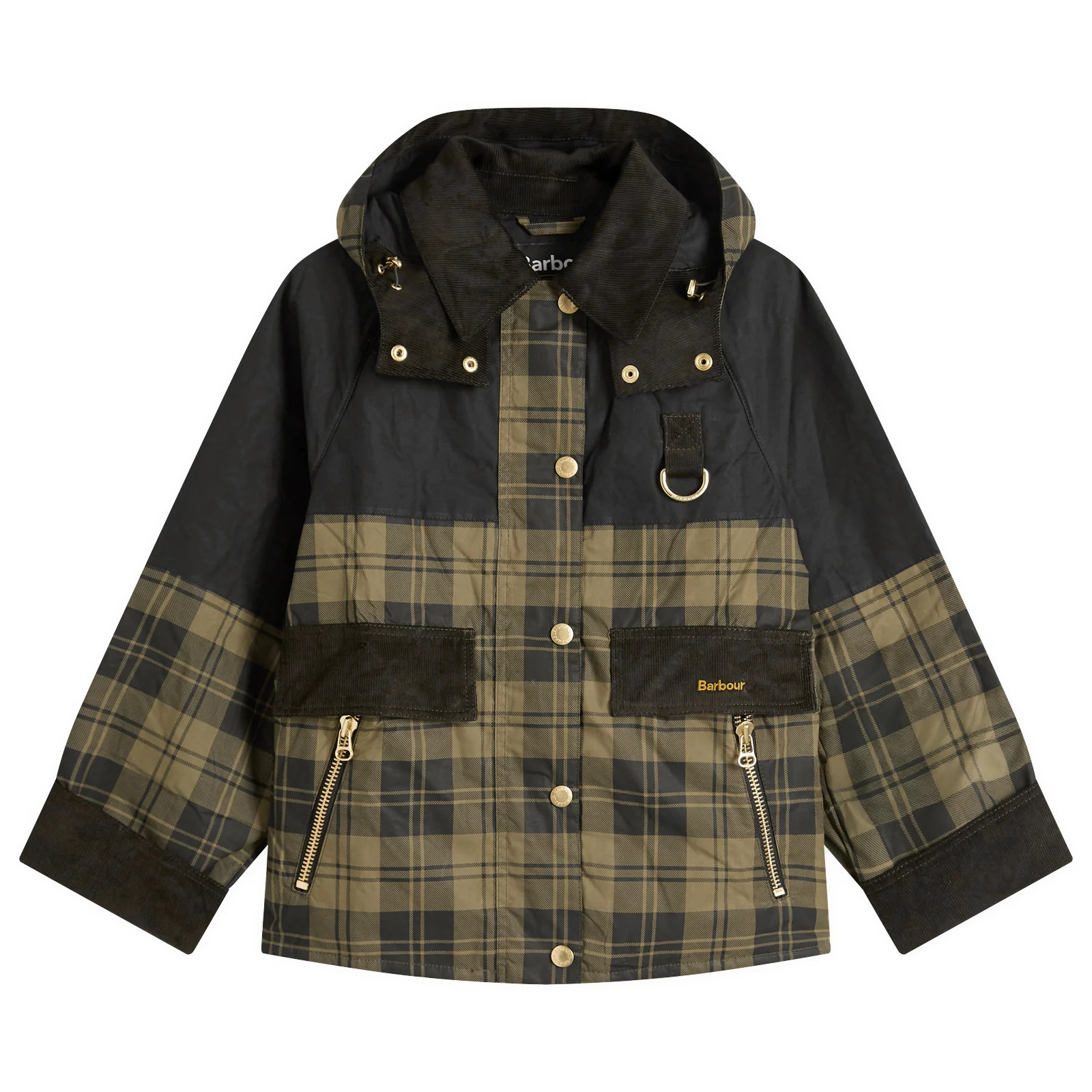 Barbour Women's Elaine Showerproof Jacket in Olive Check/Black, Size UK 8 | END. Clothing