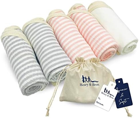 Henry&Bros. Organic Burp Cloths Baby Gift Set - 5 Pack 20x10 Large Bamboo Cotton 5 Layers Extra Abso | Amazon (US)