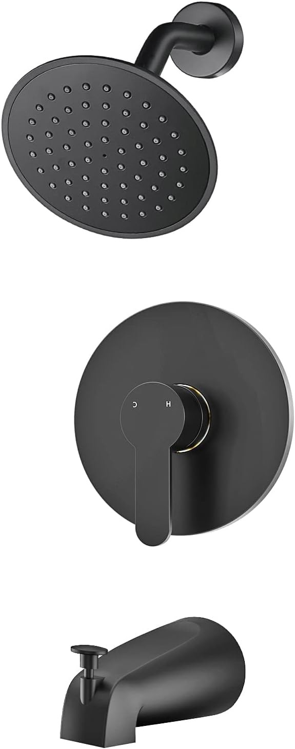 WRISIN Black Shower Faucet Set with Tub Spout, Black Shower Head and Handle Set, Matte Black Show... | Amazon (US)
