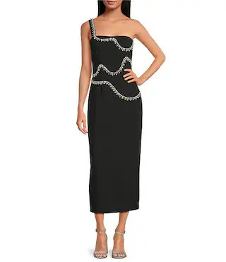 Stella Crystal Embellished Asymmetric Neck Sleeveless Dress | Dillard's