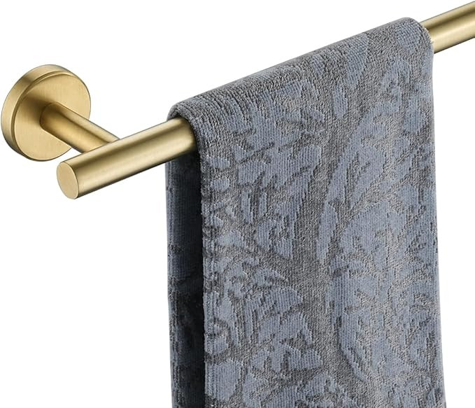JQK Bath Towel Bar Brushed Gold, 18 Inch 304 Stainless Steel Thicken 0.8mm Towel Rack Bathroom, T... | Amazon (US)