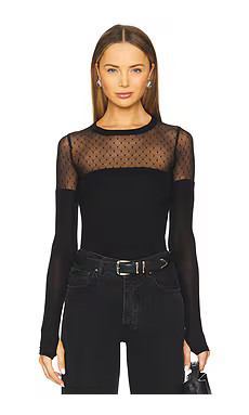 Michael Lauren Herbert 1/2 Lace Top in Black from Revolve.com | Revolve Clothing (Global)