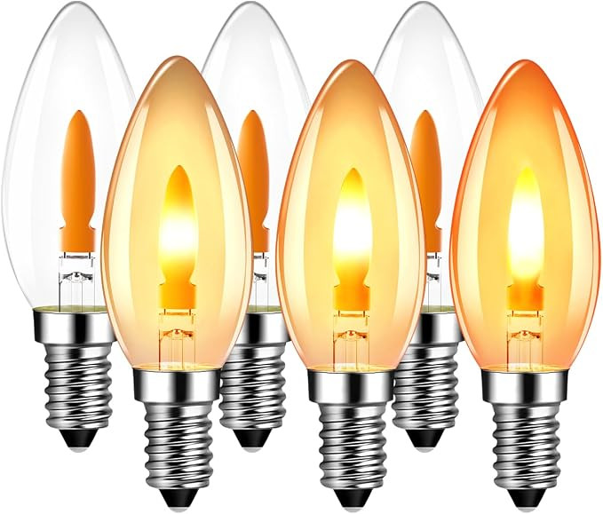 ANWIO Flicker Flame Light Bulbs E12 Base, 1W=3W Non-Dimmable 1800K Warm Orange Glow Clear C35 LED... | Amazon (US)