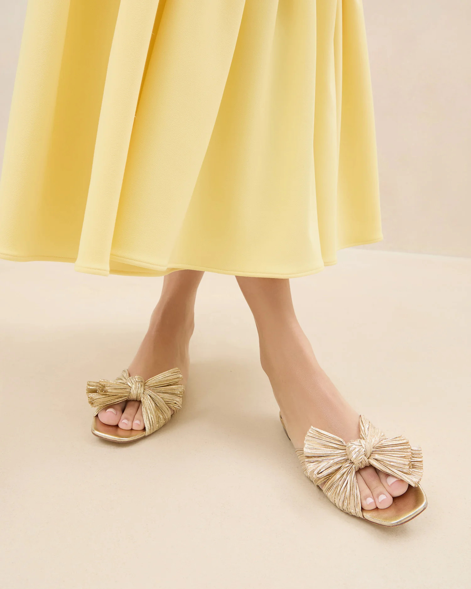 Daphne Gold Bow Slide Sandal | Loeffler Randall