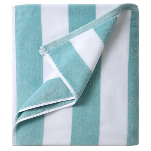 LULUHOME Large Oversized Beach Towel - Big Cotton 36 x 70 Inch Striped Pool Towel, Large Cabana Soft Swimming Towel for Adult Men Women,Aqua | Amazon (US)