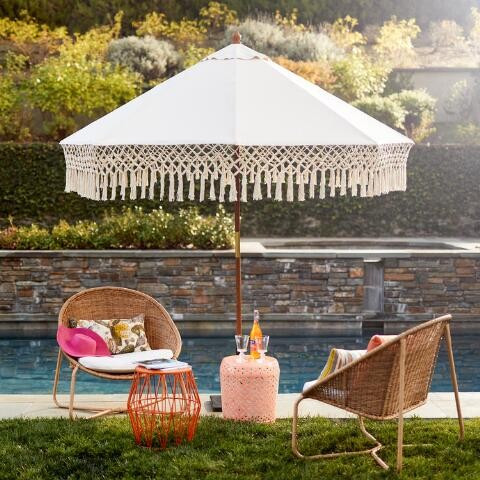 Natural 9 Ft Replacement Umbrella Canopy With Fringe | World Market