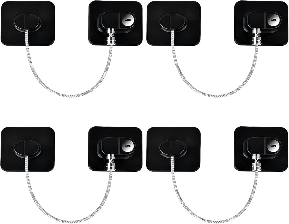 Refrigerator Lock, Baby Proof Cabinet Locks with Keys, Child Safety Locks for Cabinets 4 Pack | Amazon (US)