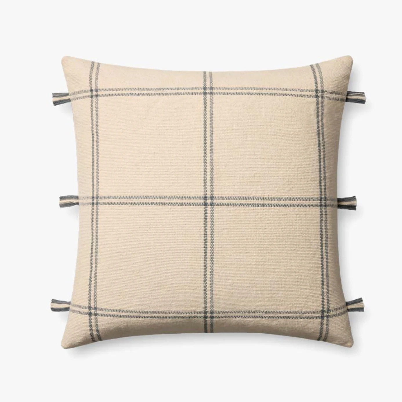 24" Down Pillow Natural/Blue | Eco Chic Home