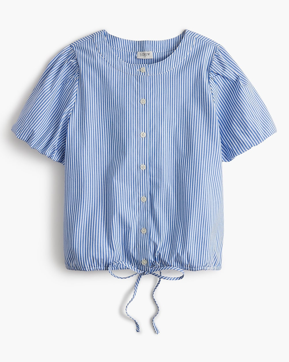 Striped puff-sleeve tie-waist top | J.Crew Factory