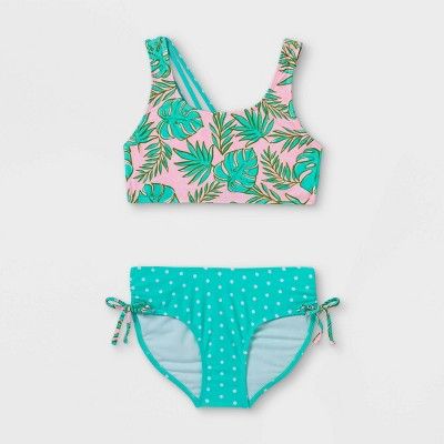 Girls' Palm Print with Polka Dot 2pc Bikini Set - Cat & Jack™ | Target