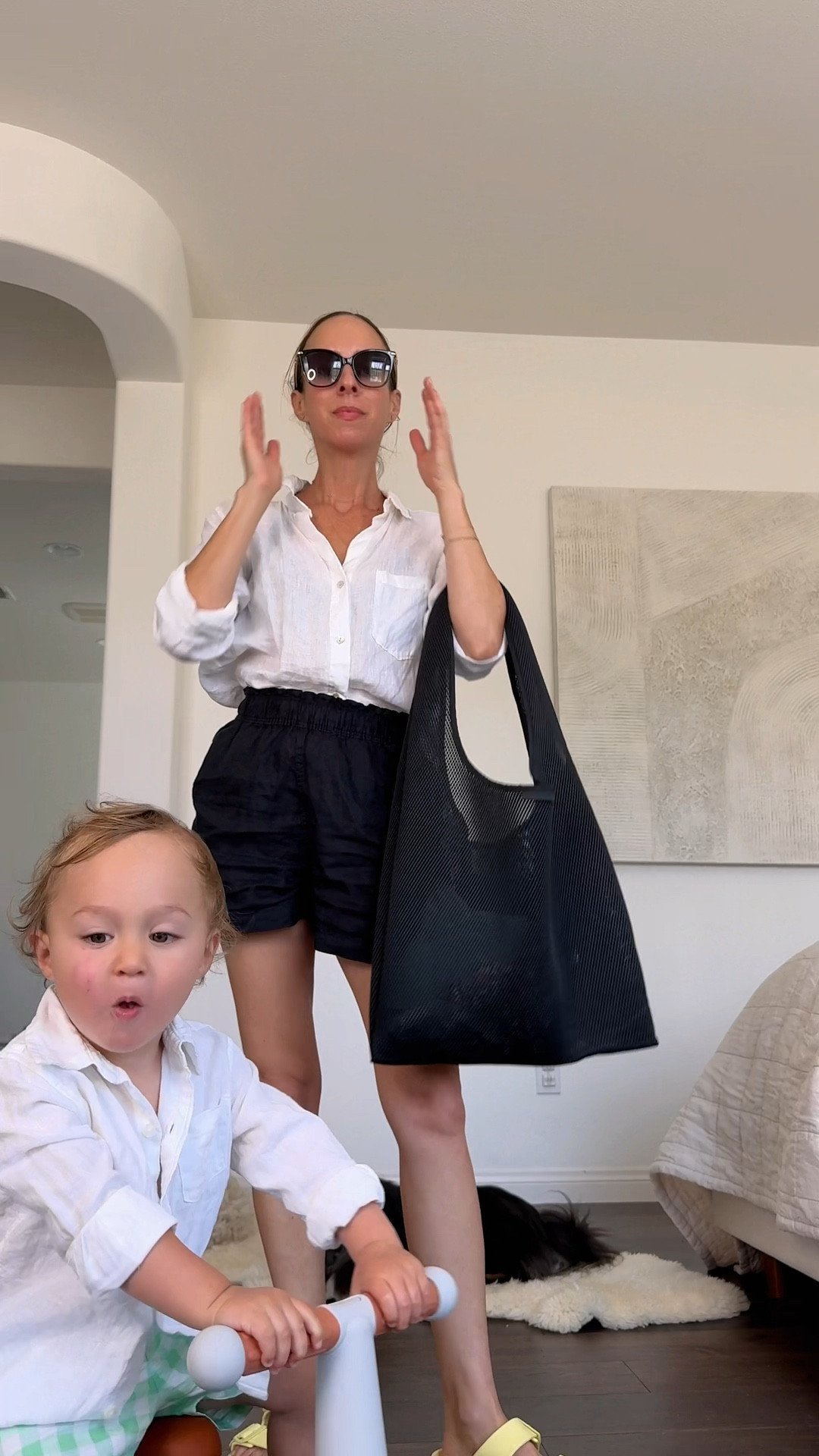 Shirt: S / shorts: S / bikini top: 4 / bikini bottoms: 2 /rashguard: XS

We’ve been doing swim lessons twice a week, and today we met our besties for lunch before diving in. Here are a few key items I used for a classic casual lunch look that easily transitioned into a swim lessons outfit:

💛 Breezy white button-down: a timeless staple that works for all ages

💛 Comfy linen shorts: perfect for wearing over a high-waist bottom and easy to pull on and off

💛 EVA sandals: a fun way to add a pop of color

💛 Mesh bag: chic and water-resistant

💛 Rash guard: because no one wants a nip slip while teaching their little one to swim!
#LTKSummerSales

#LTKSwim #LTKFamily