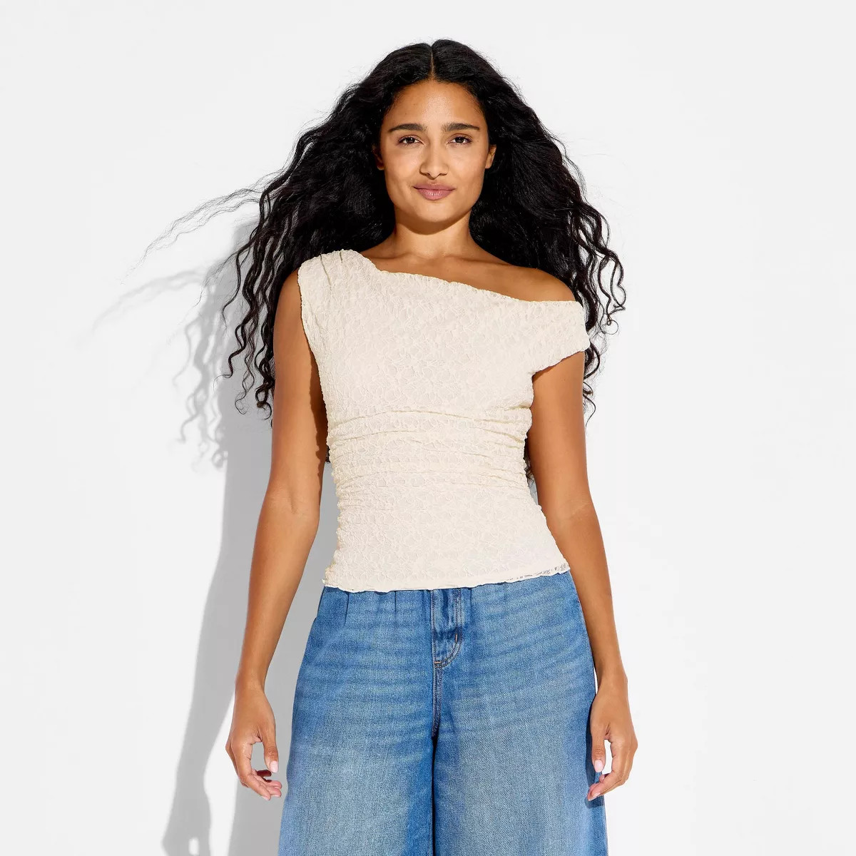 Women's Off the Shoulder Tank Top - Wild Fable\u2122 Off-White S | Target