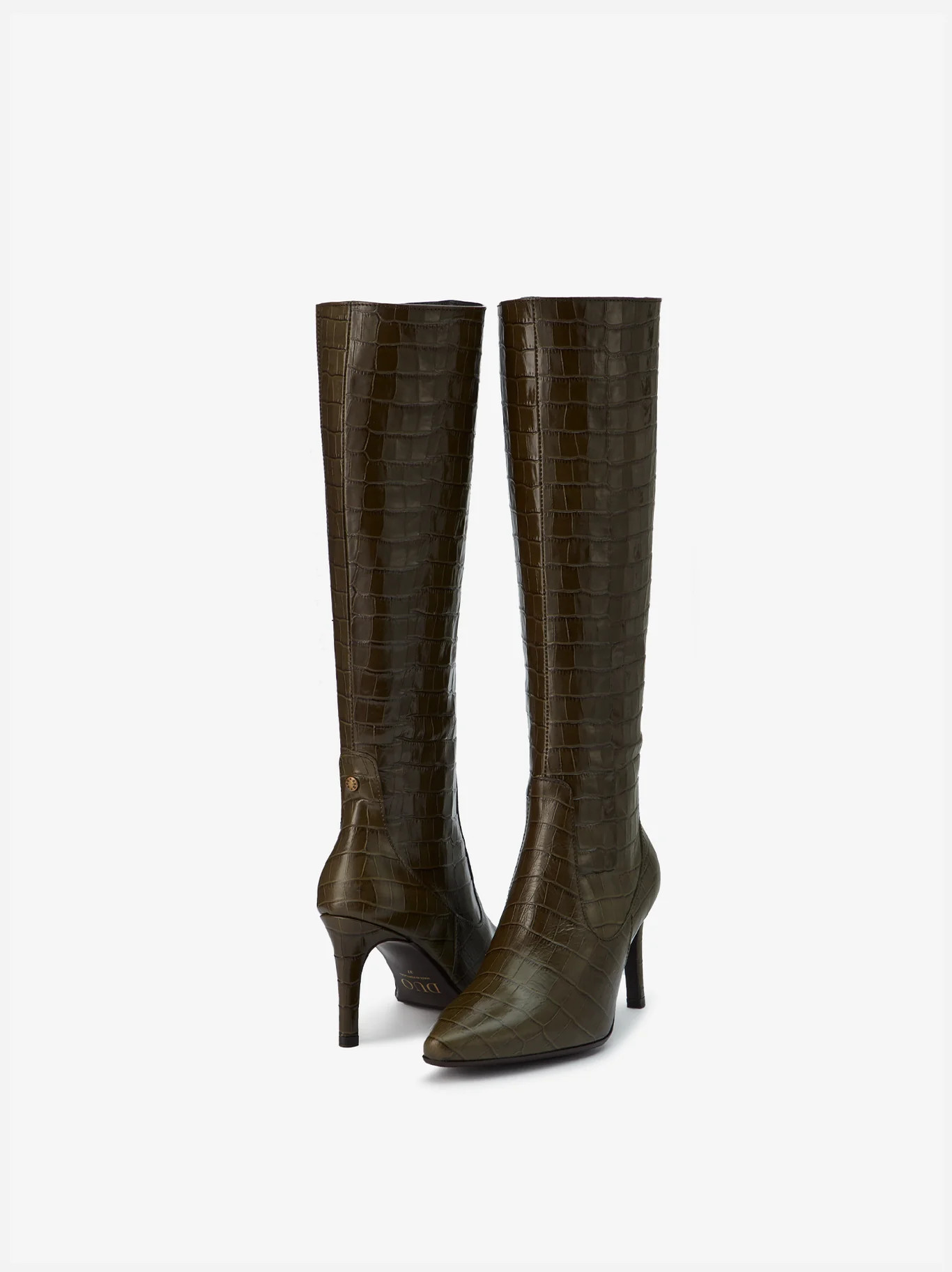 Freya Knee High Boots in Green Croc | DuoBoots
