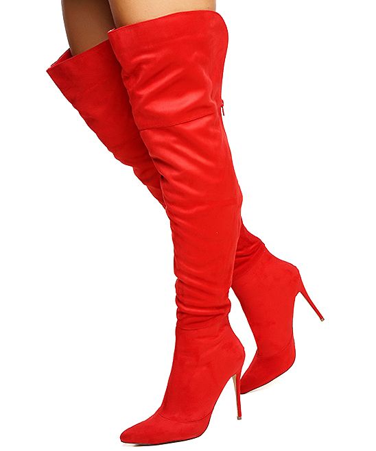 Jacobies Footwear Women's Casual boots RED - Red Yachel Over-the-Knee Boot - Women | Zulily